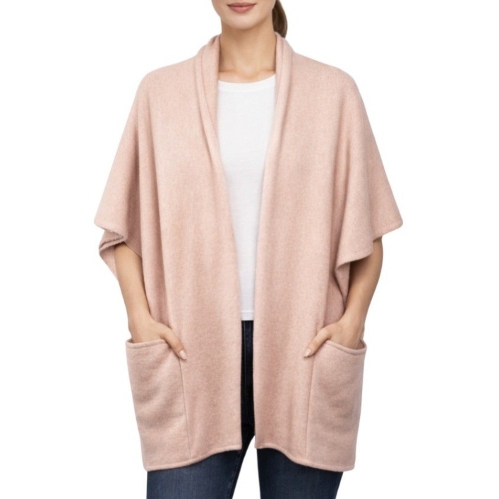 Look by M New York Blush Pink Wool Blend Shawl Collar Open Front Cardigan‎ OS